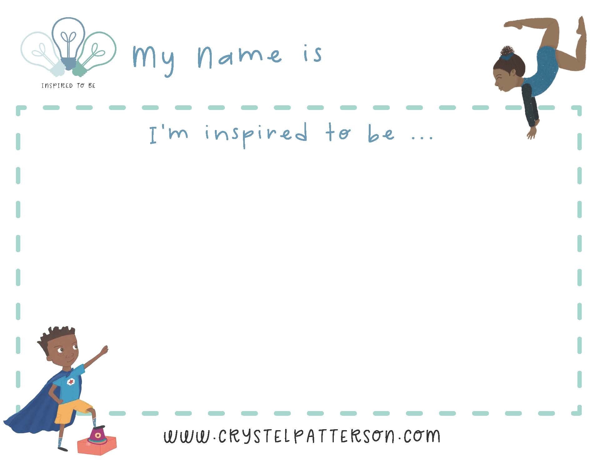 "I'm inspired to be..." Activity Sheet