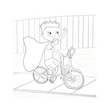 Superheroes Here and There Coloring Page_Bike
