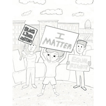 Superheroes Here and There Coloring Page_Protest