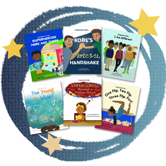 Complete Inspired to Be... Book Series Bundle by Crystel Patterson, offering all six children's books in the series, covering themes like perseverance, emotional resilience, and self-expression.