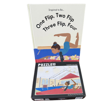 Bundle image featuring the 'One Flip, Two Flip, Three Flip, Four' book cover and its full-page interactive puzzle from Crystel Patterson.