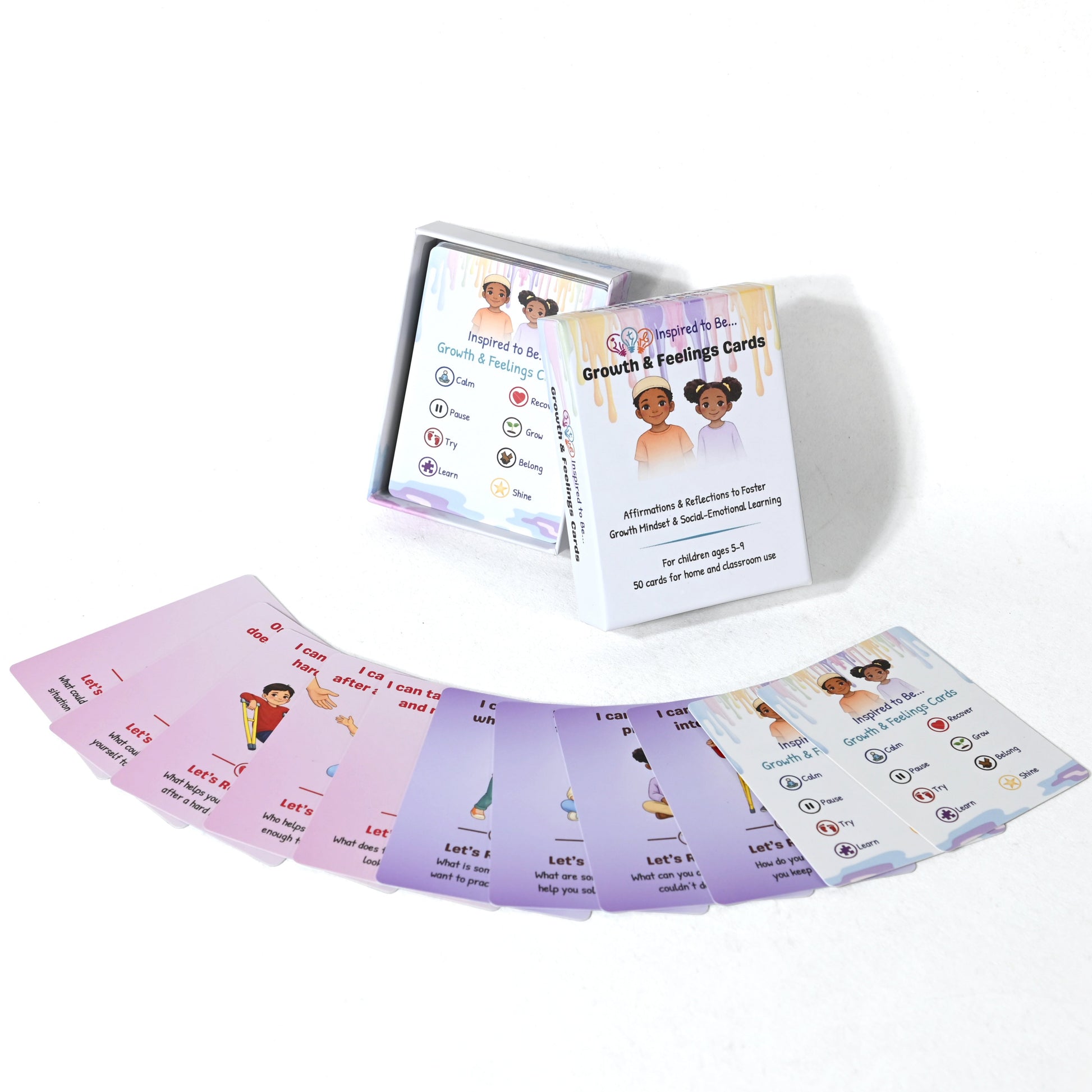Affirmation cards with box displayed on a white background
