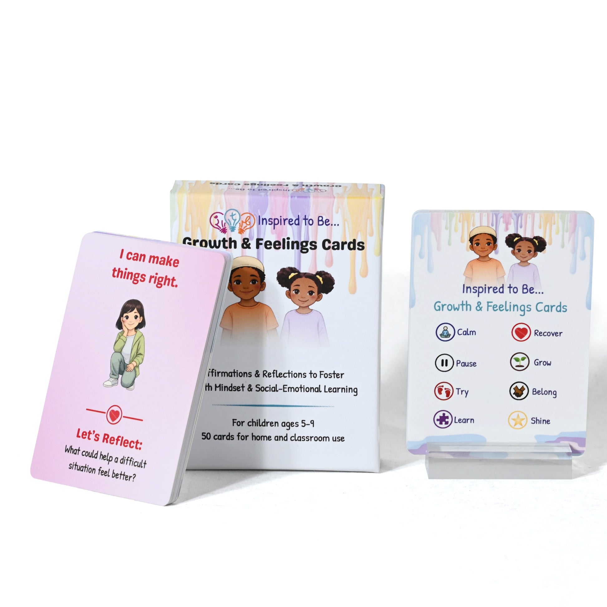 Affirmation cards with box displayed on a white background